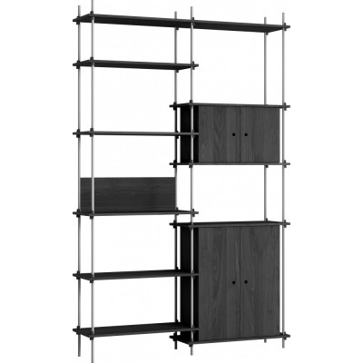 Moebe - Shelving System s.255.2.I Regal -  Doppelt - Schwarz / Edelstahl Moebe - Shelving System s.255.2.I Regal -  Doppelt - Schwarz / Edelstahl
