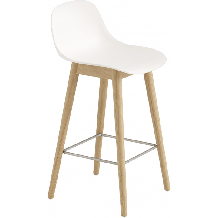 Muuto - Fiber Barhocker mit Rückenlehne Holzgestell - Weiß / Eiche Muuto - Fiber Barhocker mit Rückenlehne Holzgestell - Weiß / Eiche
