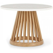 Tom Dixon - Fan Tisch Ø60 cm -  Eiche natur - Weiß Marmor