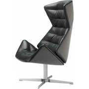 Thonet - 808 Lounge-Sessel - Nappaleder 622 Nero / Revive 154 (Gestell: Chrom)