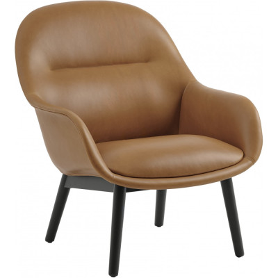 Muuto - Fiber Lounge Sessel mit Holzgestell - Refine Leder Cognac / Anthrazit Schwarz Muuto - Fiber Lounge Sessel mit Holzgestell - Refine Leder Cognac / Anthrazit Schwarz