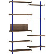 Moebe - Shelving System s.200.2.J Regal -  Doppelt - Eiche geräuchert/Tiefblau