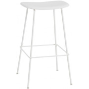 Muuto - Fiber Barhocker Recyceltes Plastik - Weiß Natur / Weiß