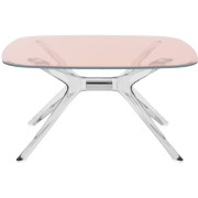 Kartell - Blast Couchtisch 80x80 cm - Rosa / Kristallklar-Chrom
