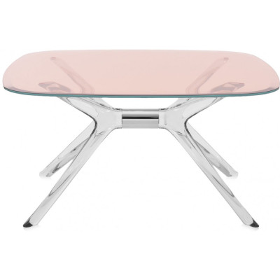 Kartell - Blast Couchtisch 80x80 cm - Rosa / Kristallklar-Chrom Kartell - Blast Couchtisch 80x80 cm - Rosa / Kristallklar-Chrom