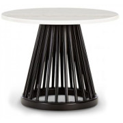 Tom Dixon - Fan Tisch Ø60 cm -  Birke schwarz - Weiß Marmor