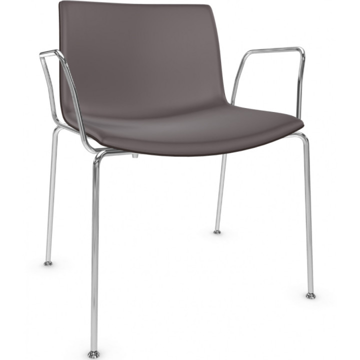 Arper - Catifa 53 0201 Armlehnstuhl - Dunkelbraun | Verchromt Arper - Catifa 53 0201 Armlehnstuhl - Dunkelbraun | Verchromt