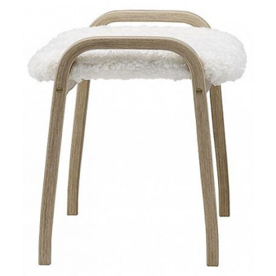 Swedese - Lamino Hocker - Nussbaum | Schafsfell Weiß Swedese - Lamino Hocker - Nussbaum | Schafsfell Weiß