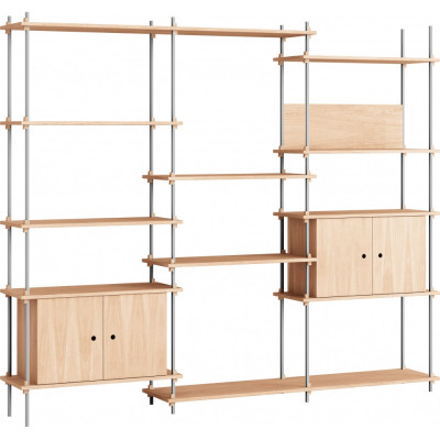 Moebe - Shelving System s.200.3.B Regal -  Dreifach - Eiche / Edelstahl Moebe - Shelving System s.200.3.B Regal -  Dreifach - Eiche / Edelstahl
