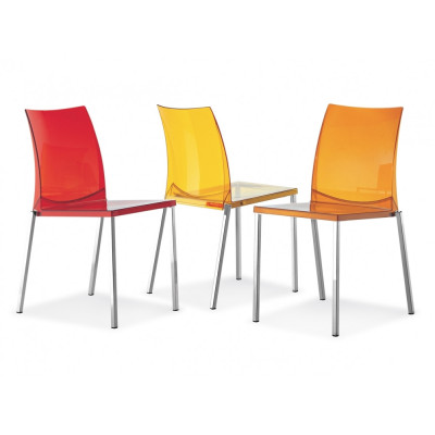 Pedrali - Kuadra 1271 Stuhl - Orange Transparent | Verchromt Pedrali - Kuadra 1271 Stuhl - Orange Transparent | Verchromt