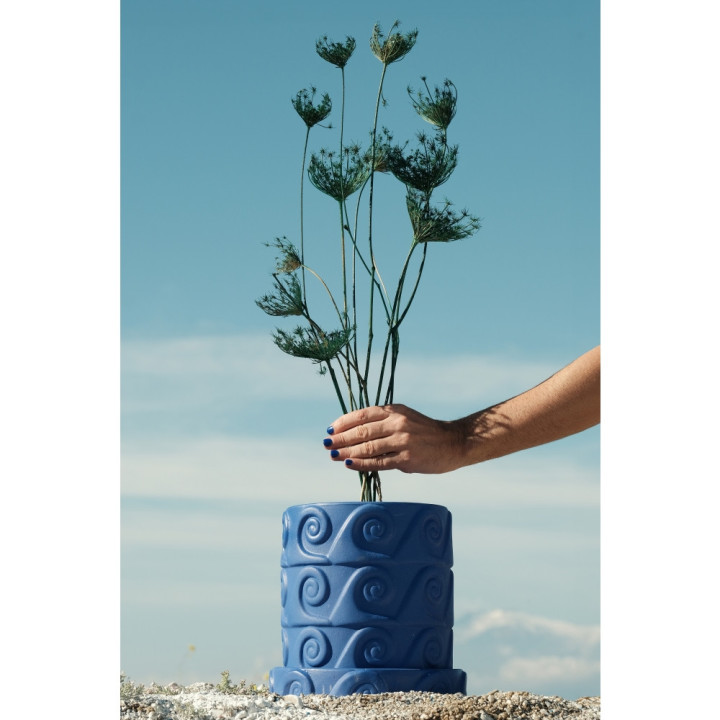 Seletti - Magna Graecia Vase mit Untersetzer Onda Blau Seletti - Magna Graecia Vase mit Untersetzer Onda Blau