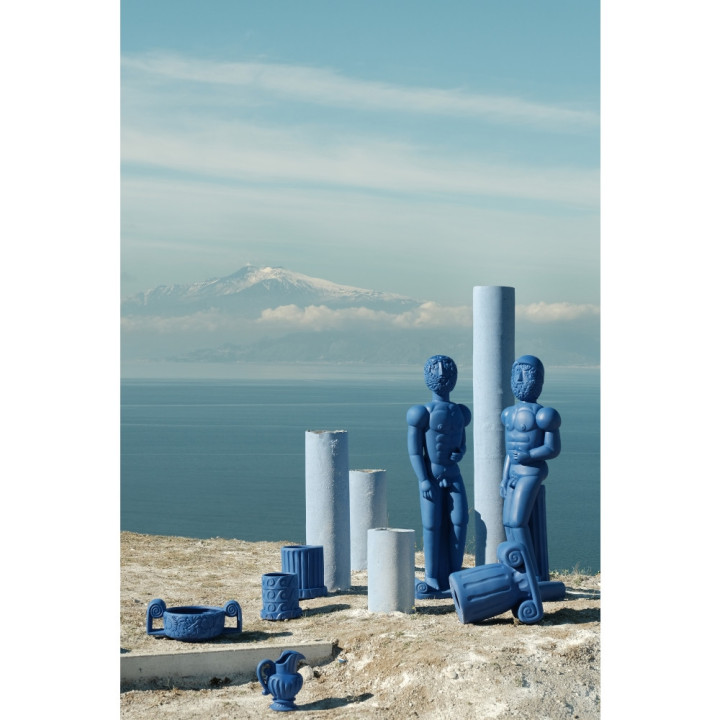 Seletti - Magna Graecia Vase mit Untersetzer Onda Blau Seletti - Magna Graecia Vase mit Untersetzer Onda Blau